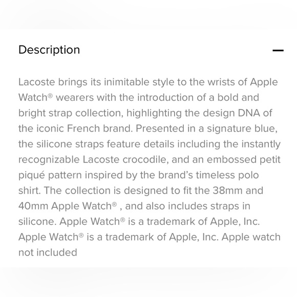 NWT Lacoste Apple Watch Band 42/44MM Blue Alligator Silver Hardware - Picture 9 of 9